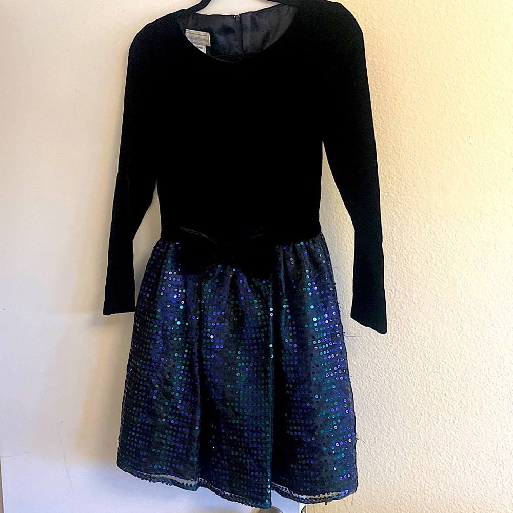 Vintage Jessica McClintock black velvet with sequins dress 1980s